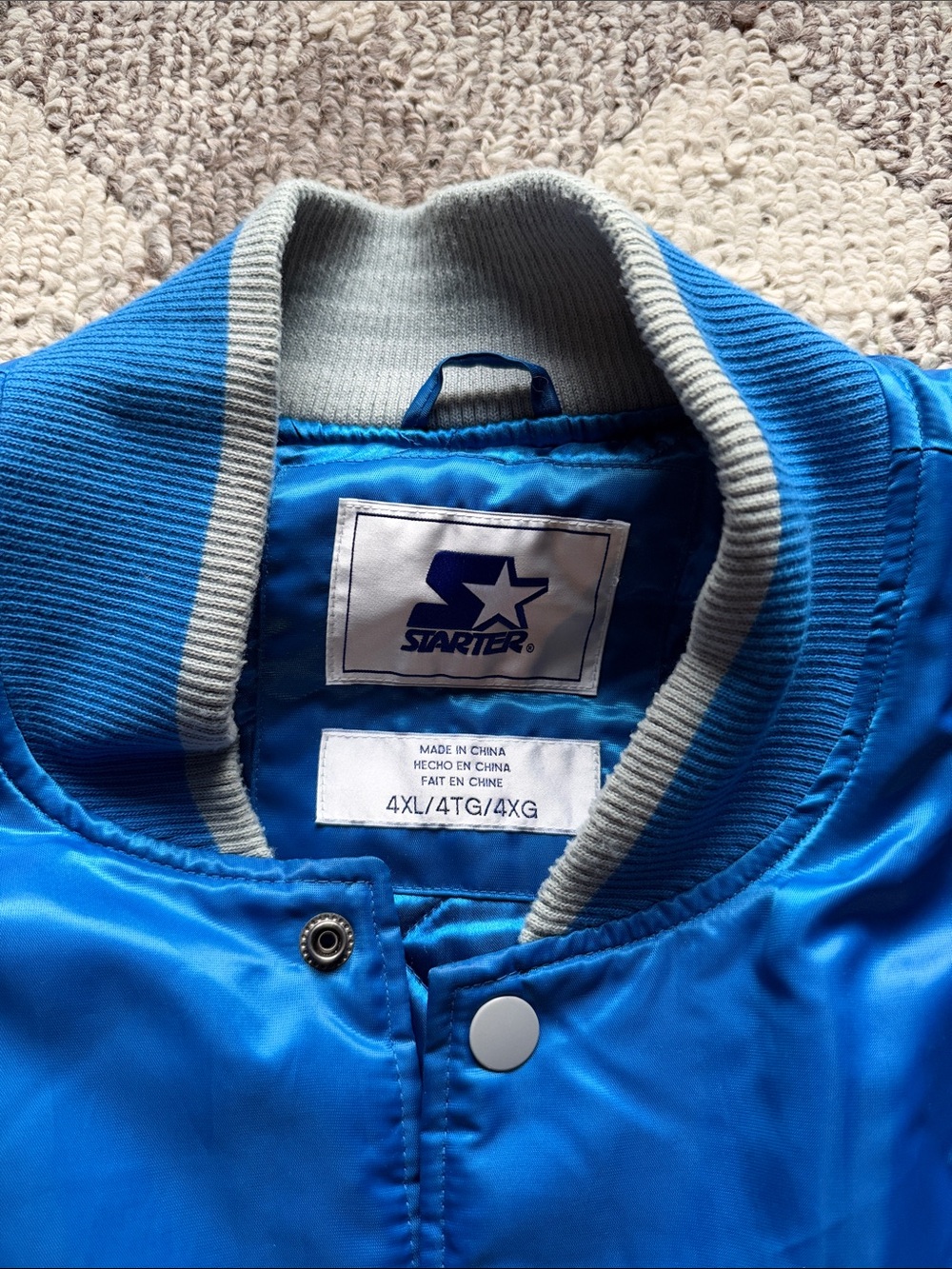 Detroit Lions Blue Satin Starter Team Jacket - Classic NFL Outerwear - Picture 2 of 5